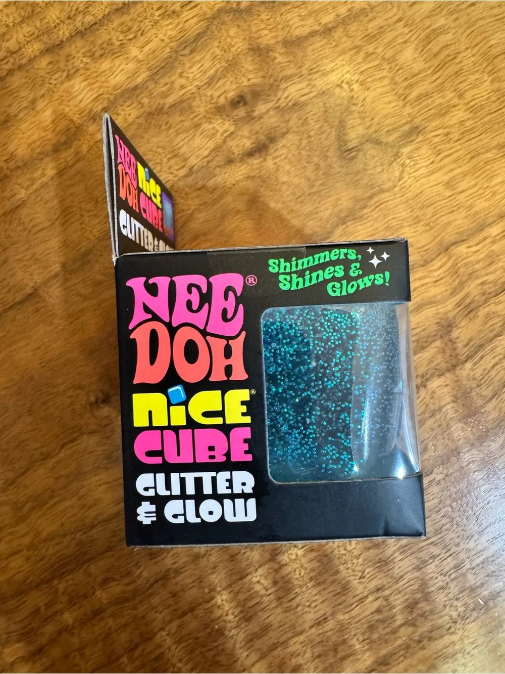 NeeDoh Nice Cube Glitter & Glow Blue NWT Super Solid Squish Authentic Schylling